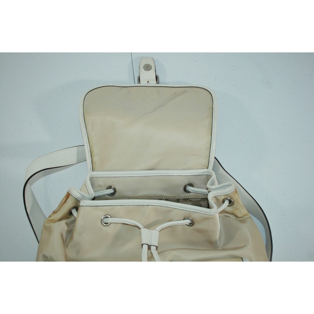 Coach Tan Nylon Double Pocket Drawstring Women's Backpack Purse Bag 6258 - Picture 7 of 12